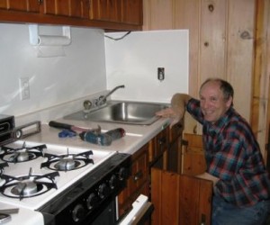 Bill fitting the kitchen sink