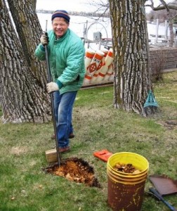 Bob digging out stump